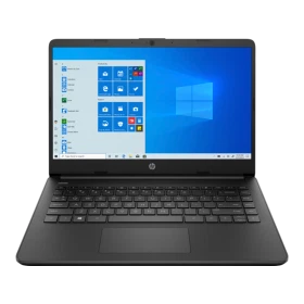 HP 14s-fq0011nt 2L1C0EA siyah iş ve ofis laptopu; Windows ekranlı açık klavye görünümü