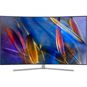 Samsung 55Q7C Ultra HD 4K QLED televizyon, genel renk, ince metal ayaklı vitrin TV ekranı