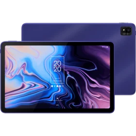 TCL 10 Tab Max koyu mavi uygun fiyatlı tablet önden görünüm, ekranında renkli duvar kağıdı var