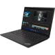 Lenovo ThinkPad T14 G6 21QC00CKTX gri iş ve ofis laptopu, açık ekranda önden çapraz görünüm