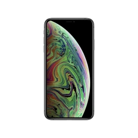Apple iPhone XS Max siyah akıllı telefon, ön yüz ekran görünümüyle vitrin çekimi