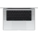 Apple MacBook Pro M4 Max 16.2 inç gümüş laptop, açık halde üstten görünüm klavye ve geniş trackpad detayı