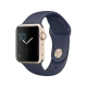 Apple Watch Series 1 38 mm, altın rengi alüminyum kasa ve gece mavisi spor kordonlu akıllı saat