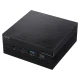 Asus Mini PC PN40-BC417ZV, siyah kompakt masaüstü bilgisayar ve ön panel bağlantı noktalarıyla birlikte