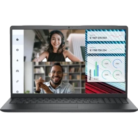Dell Vostro 3520 N3002PVNB3520 iş ve ofis laptopu koyu gri renk, toplantı ekranında canlı görüntüyle
