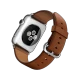 Apple Watch 42 mm gümüş paslanmaz çelik kasalı, kahverengi klasik tokalı kayışlı akıllı saat