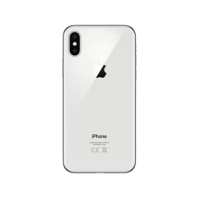 Apple iPhone X beyaz akıllı telefonun arka yüzü, çift kamera ve Apple logosu detaylı tasarım