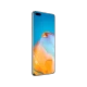 Huawei P40 Pro siyah akıllı telefon, renkli ekranı ve üst köşedeki çift ön kamera yuvasıyla önden görünür