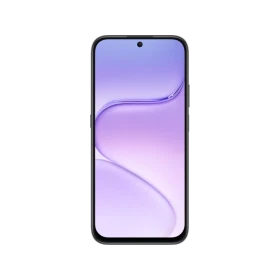 Honor X7e Plus siyah akıllı telefon ekranı açık, zarif mor-mavi arka planlı vitrin görünümü
