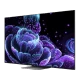 TCL 75C835 Ultra HD 4K LED televizyon, siyah ekranda canlı neon renkli görüntü ve ince çerçeve