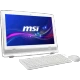 Beyaz MSI PRO 22ET 7NC-054XTR masaüstü bilgisayar, ekranı, klavyesi ve faresiyle birlikte