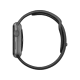 Apple Watch Sport 42 mm uzay grisi alüminyum kasa ve siyah spor kordonun yandan görünümü