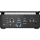 MSI Cubi 3 Silent S-055XTR masaüstü bilgisayarın siyah arka panelinde HDMI, DisplayPort, USB ve ağ bağlantıları