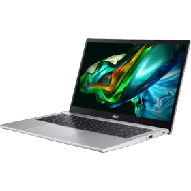 Acer Aspire 3 A315-44P-R9Y8 gümüş iş ve ofis laptopu, açık ekranlı ince tasarımıyla önden açılı görünüm