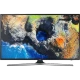 Samsung 43MU7000 Ultra HD 4K LED televizyon ekranında renkli dağ manzarası görüntüsü, siyah tasarım