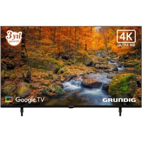 Grundig Tokyo 75 GJU 7900G Ultra HD 4K LED televizyon, siyah çerçeveli ve doğa manzarası gösteren ekran