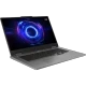 Gri Lenovo LOQ 17IRX10 83JE012JTR oyuncu laptop, açık ekranda RGB aydınlatmalı klavye ile önden görünüm