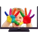 Vestel 22F8510L Full HD LED televizyon, siyah çerçeveli ayaklı tasarım ve renkli ekran içeriğiyle önden görünüm