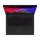 Asus ROG Strix SCAR 16 WRWF14540 siyah oyuncu laptop; RGB arka aydınlatmalı klavye ve açılır ekran görünümü