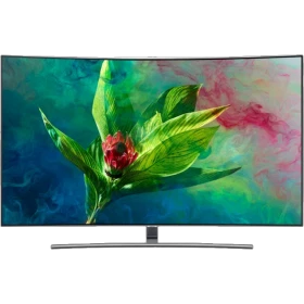 Samsung 55Q8CN Ultra HD 4K QLED televizyon, renkli çiçek manzaralı ekran, ince çerçeveli görünüm