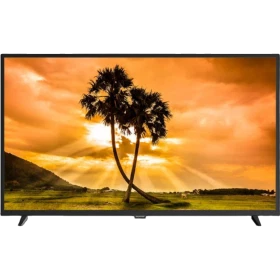 Sunny SN43DAL010 Full HD FHD TV, siyah çerçeveli geniş ekranında gün batımı manzarası gösteriyor