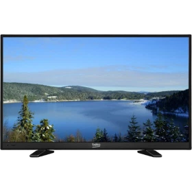 Beko B48L 4531 0B Full HD televizyon, doğa manzarası gösteren siyah ekranıyla önden görünüm
