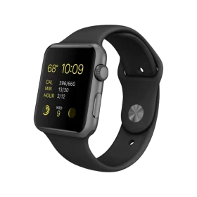 Apple Watch Sport 42 mm uzay grisi alüminyum kasa ve siyah spor kordonlu akıllı saat