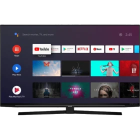 Arçelik A65 B 975 A Ultra HD 4K LED televizyon, uygulama menüsü açık siyah ekranıyla görünür