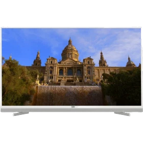 Beko B48 LW 9486 Ultra HD 4K TV, gümüş çerçeveli ekranında tarihi bir yapıyı gösteriyor