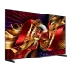 TCL 98C8L Ultra HD 4K LED televizyon; renkli çizgiler ve süslemeli gösterim ekranı önden görünümde