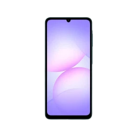 Samsung Galaxy A07 mor akıllı telefon, önden görünüm; geniş ekran ve damla çentikli tasarım