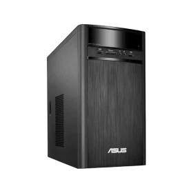 Asus K31AM-J-TR001D siyah masaüstü bilgisayar kasası, ön paneli ve bağlantı girişleriyle