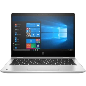 HP ProBook x360 435 G7 175X4EA gümüş 2’si 1 arada laptop; açılmış ekran ve siyah klavye görünüyor.
