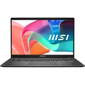 MSI Modern 14 F13MG-429XTR009 koyu gri ultrabook laptop ekranı açık, ince tasarım görünüyor