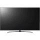 LG 75UQ81006LB Ultra HD 4K LED televizyon, genel siyah ekran ve sehpa tasarımı