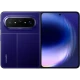 Mavi Huawei Pura X Max akıllı telefon, açık katlanmış tasarımda ön ekranı ve arka kamera modülüyle