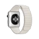 Apple Watch 42 mm gümüş paslanmaz çelik kasa ve beyaz deri Loop kayış, arka yüzüyle birlikte