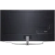 LG 75QNED996PB Ultra HD 8K QNED televizyonun arka bağlantı alanı ve stand görünümü, genel siyah renk