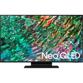 Samsung 50QN90B QLED Ultra HD 4K TV, Neo QLED ve canlı renk geçişleriyle ön panel vitrinde gösteriliyor