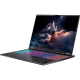 Siyah Acer Nitro 16S AI AN16S-61 oyuncu laptop, RGB klavyeli açık ekranlı yan açıdan görünüm
