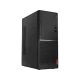 Lenovo V520 10NK0044TX siyah masaüstü bilgisayar kasası, ön paneli ve bağlantı noktalarıyla üç çeyrek açıdan