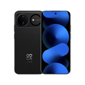 Siyah Huawei Nova 16 akıllı telefon, ön ekranı ve çift kameralı arka tasarımıyla önden ve arkadan görünüm