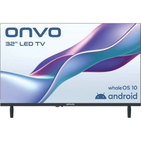 Onvo 32VL6000H2 HD Ready LED televizyon, siyah çerçeveli ekranı ve ayaklarıyla önden görünüm