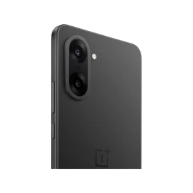 Siyah OnePlus Nord CE5 akıllı telefonun arka yüzeyi, çift kamera modülü ve yan tuş detayları görünümü