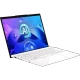 MSI Prestige 13 AI Evo A1MG-236TR beyaz ultrabook laptop, AI temalı ekran görüntüsü ile önden görünüm