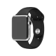 Apple Watch 38 mm akıllı saat, paslanmaz çelik kasa ve siyah spor kordonla önden görünüm