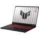Asus TUF Gaming A16 FA608PP-QT031 siyah oyuncu laptop; kırmızı klavye aydınlatmalı tasarım ekran açık