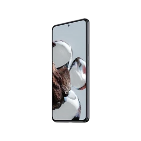 Xiaomi 12T siyah akıllı telefon, önden görünüm; tam ekran tasarım ve üstte delikli ön kamera detaylı