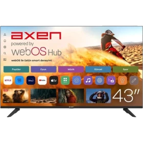 Axen AX43FMLN-W02S 43 inç Full HD LED televizyon, webOS Hub arayüzü ve akıllı TV uygulamalarıyla