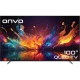 Onvo 100OVF9001UQ Ultra HD 4K LED televizyonun önden görünümü, renkli ekran ve ince çerçeve